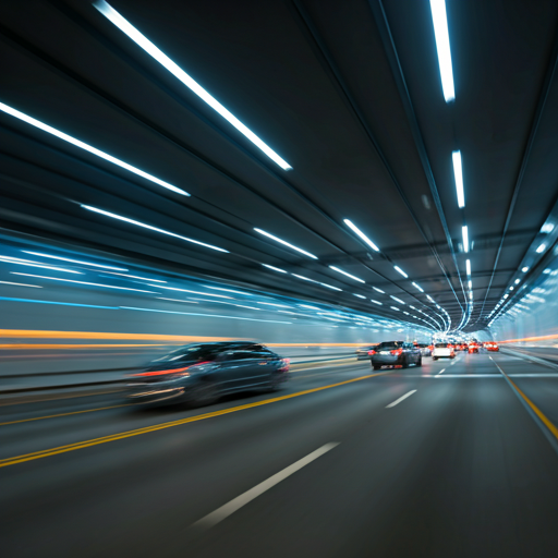 Autók fénycsíkos alagútban a kis flották célcsoporthoz